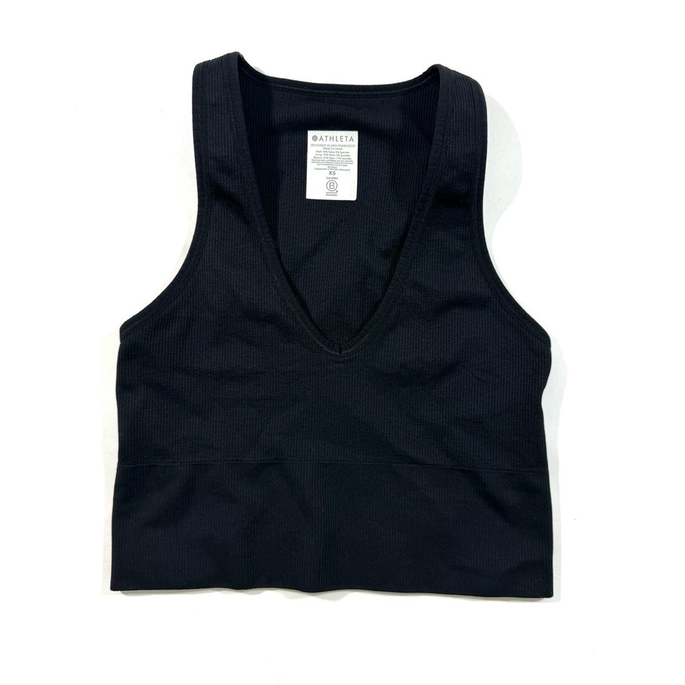 Athleta Aurora Seamless V Neck Crop Tank Top Ribbed